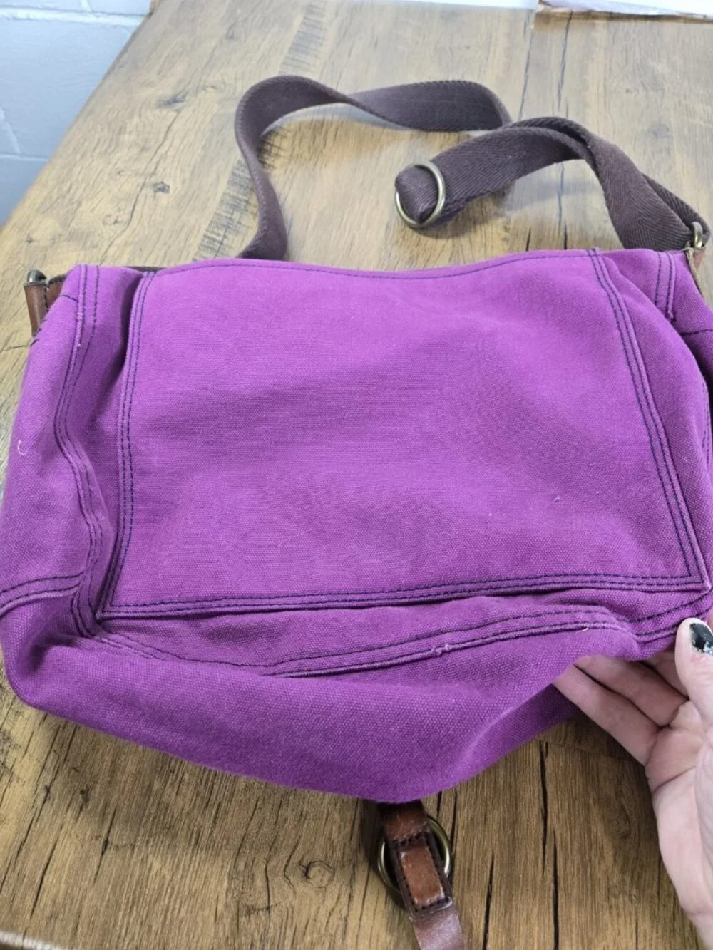 vtg y2k Lucky Brand Canvas Leather Floral Messenger Bag Tote Laptop